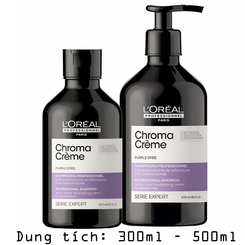 Dầu gội tím L'oreal Chrome Crèam khử ánh sắc vàng Purple Dyes 300ml/500ml